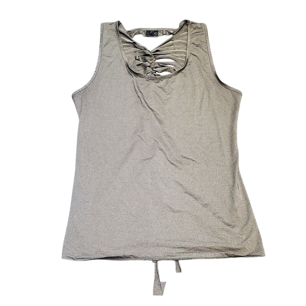 Fornia Los Angeles Gray Ruched Tank Top Women's Size Large Seamless Shirred L